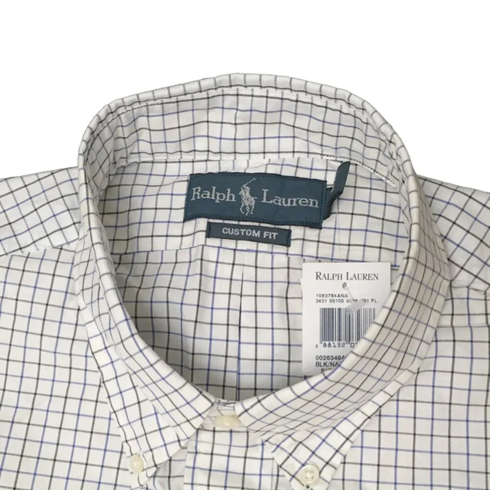 NEW Polo Ralph Lauren Dress Shirt! 14 1/2 or 17 1/2 Custom Fit White Check